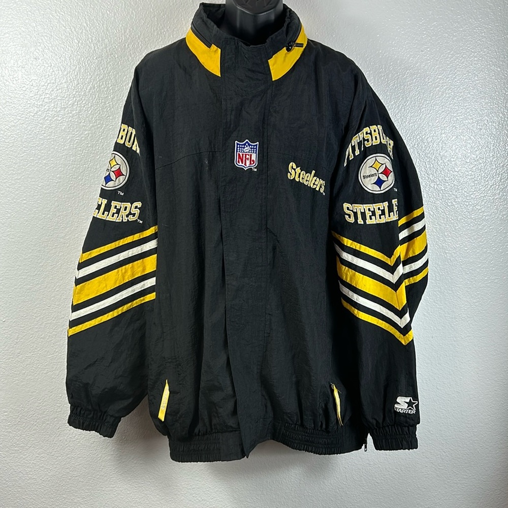 Vintage Pittsburgh Steelers Starter Pro Line Puffer Jacket Size XXL Black NFL